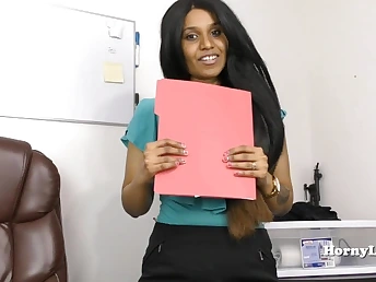 Hornylily roleplays as a mischievous Indian secretary in Tamil POINT OF Glance masturbation