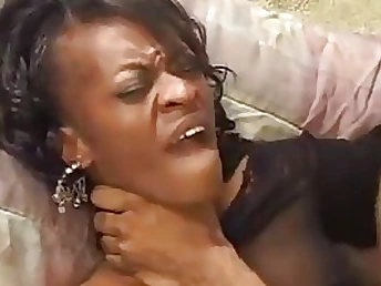 Black super-bitch gets her neck chocked and slammed