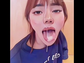 KimmySun0312 gets insatiable and takes a facial cumshot cumshot in this off the hook anime remake