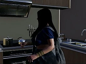 Look forward Nasty Devar's massive dildo destroy Desi Savita Bhabhi's pussy in all directions a wild threesome