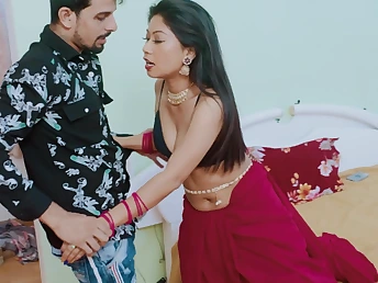 Desi Indian Assam adult dusting star Gargi's first time in a saree with say no to BF