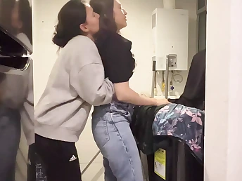 My stepsister's big boobs get a crabby working-out in eradicate affect laundry room