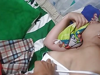 Ginormous backside stunner in the air tats and pierced puffies is slumbering while her flatmate is pawing her